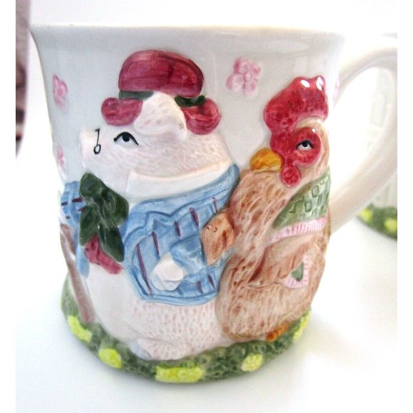 Fitz & Floyd Pig & Chicken Mugs (2) - Fitz & Floyd 1987 Bacon Eggs Pig Chick VTG - Picture 7 of 16